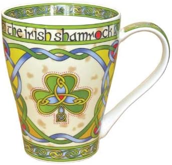 Royal Tara Juego de 1 taza de trébol irlandés y 1 soporte para bolsa de té, caja de tejido irlandés