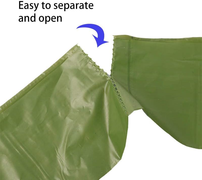 Bolsas para excrementos de perro, 13 x 9 pulgadas, extra fuertes y a prueba de fugas, bolsas verdes con dispensador y clip para correa