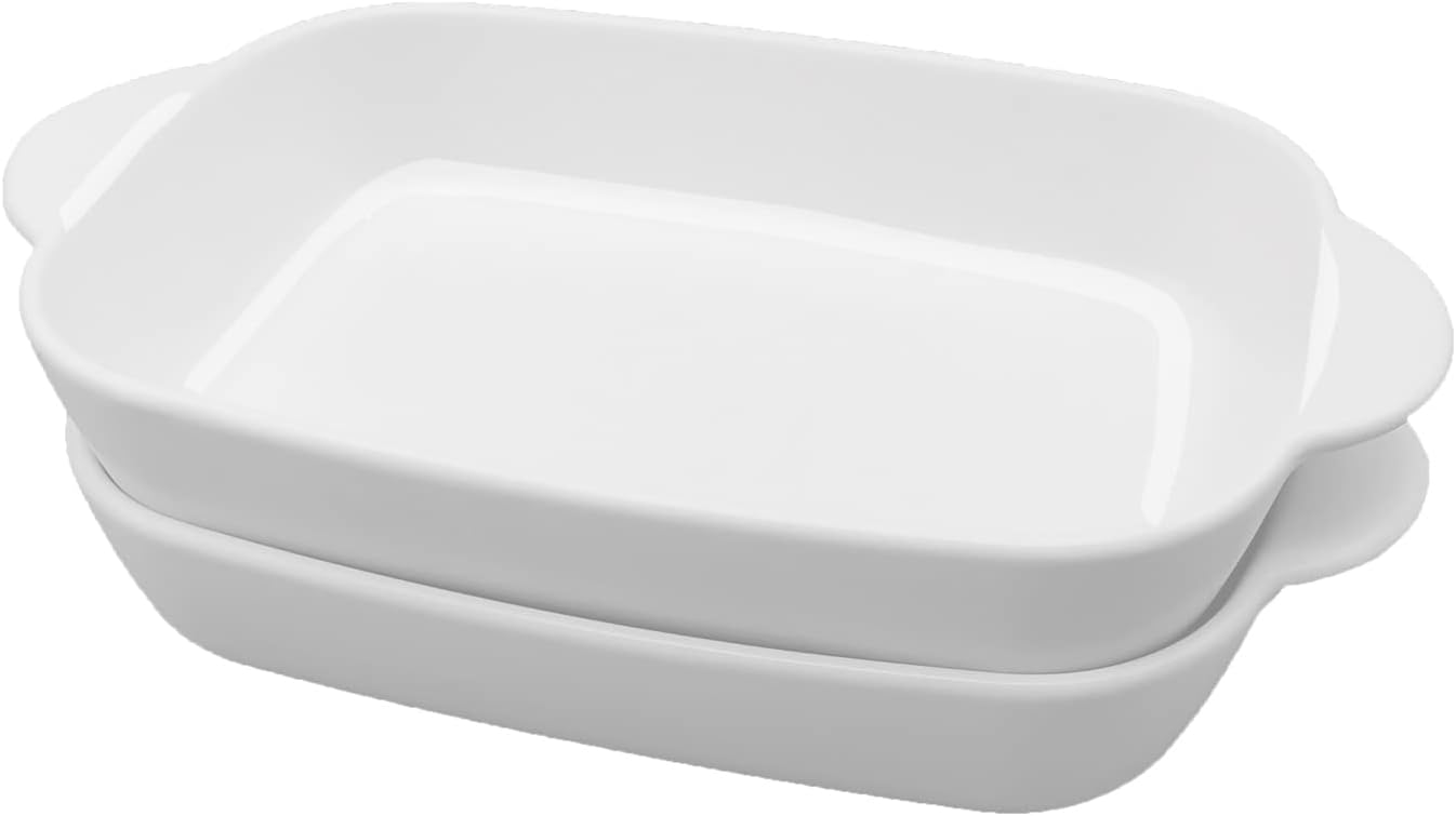 Bandeja pequeña de cerámica para hornear, 9 x 6 pulgadas, mini cacerola con asas, sartenes rectangulares para hornear de porcelana antiadherentes,