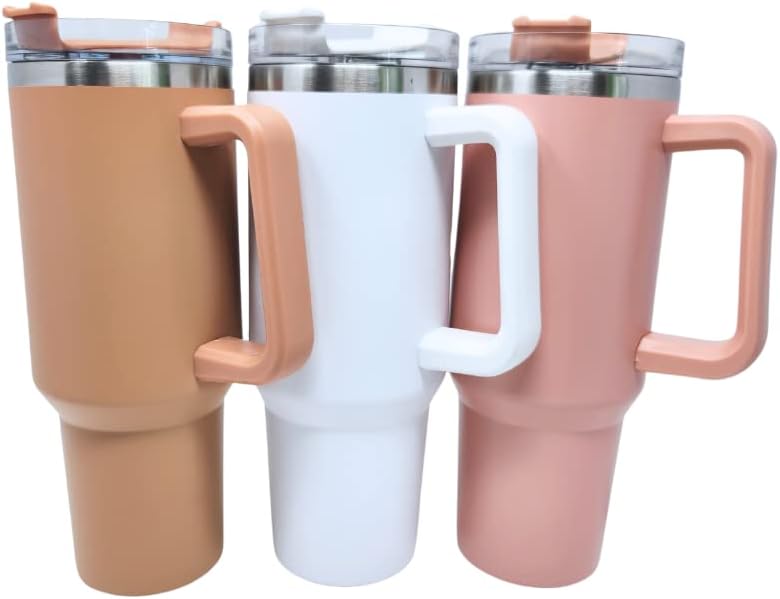 Vaso térmico de acero inoxidable de doble pared de 40 onzas, con tapa y popote (Nude)