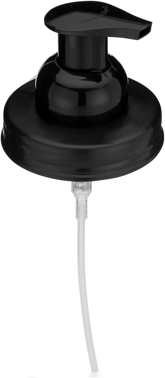 Jarmazing Products Mason Jar Tapas dispensadoras de jabón espumoso, incluye pegatinas impermeables, color negro, 1 paquete