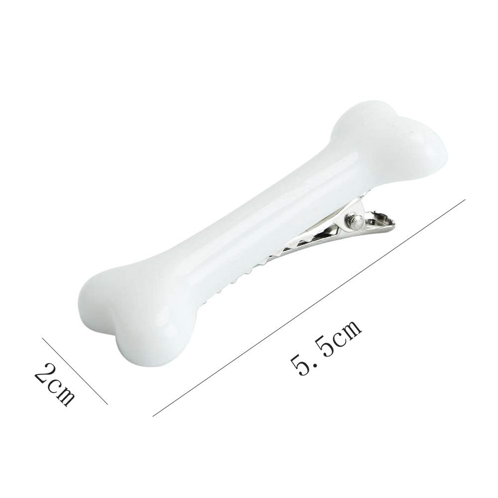 2 pinzas para el pelo de hueso de perro blanco, horquillas para el cabello, con personalidad punk, para mujer, encantadora, diseño de decoración,