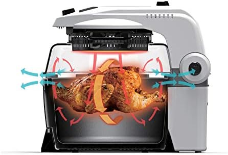 SpinCook DualGrill sin grasa, cocción saludable a través de freidora de aire todo en uno, hornear, asar y asar a la parrilla con medidor de control