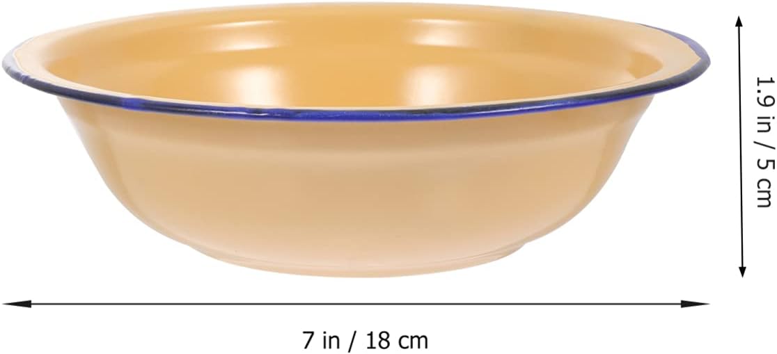 Hemoton Vintage Decor – 2 cuencos esmaltados vintage, cuencos de esmalte engrosados, platos de sopa redondos para ensalada, cuenco de sopa para