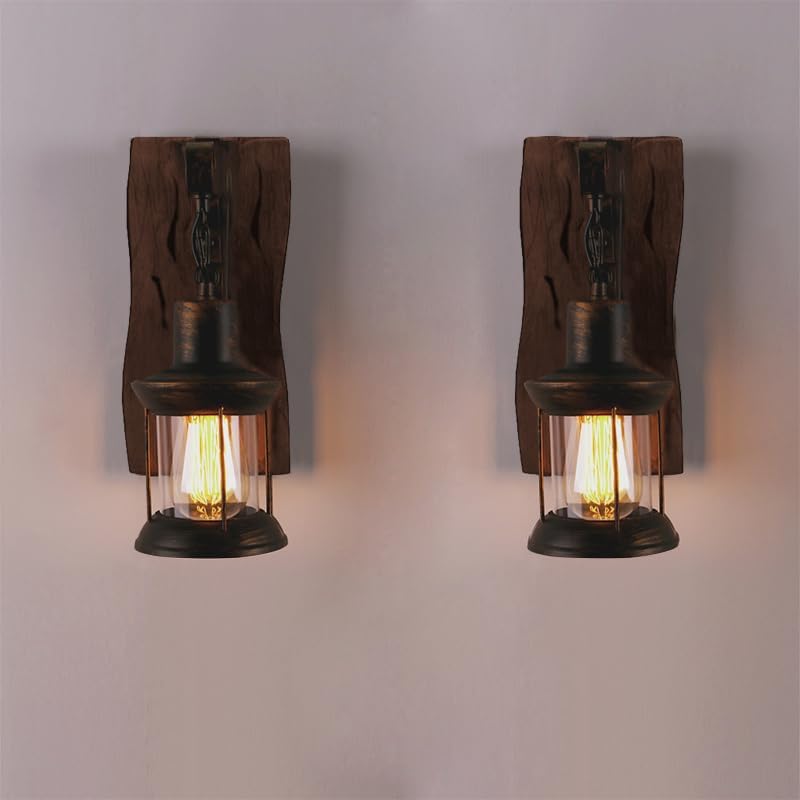 LightInTheBox Retro Rustic Wall Sconces, Industrial Vintage Wall Light Fixtures Farmhouse Antique Wooden Wall Lamp for Aisle, Vanity Mirror,