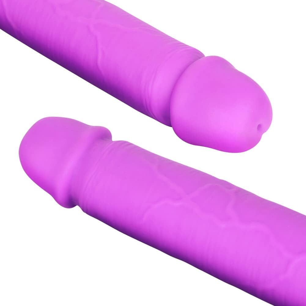Consolador realista de doble extremo de silicona de doble cara con glande vívido pene doble pene para sexo anal vaginal, juguete sexual para