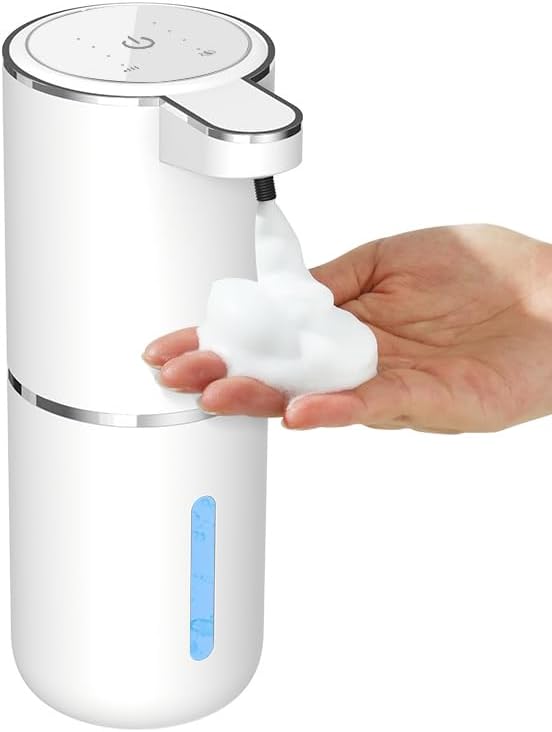 Dispensador automático de jabón espumoso, bomba de manos libres de 13.5 fl oz, dispensador de jabón eléctrico sin contacto, dispensador de jabón