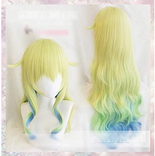 Peluca para 80Cm Miss Kobayashi’S Dragon Maid Quetzalcóatl Lucoa largo ondulado pelo sintético Cosplay peluca de fibra resistente al calor + gorra