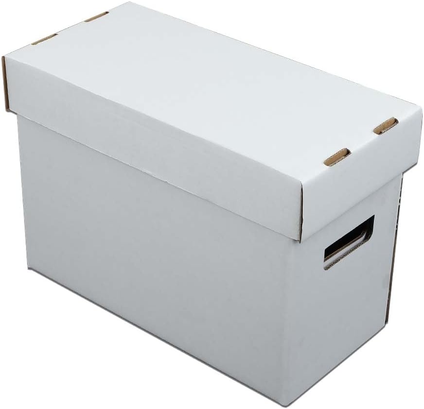 PIT66 10 cajas de almacenamiento de cómics con tapas cortas capacidad para 150-175 libros de cómics apilables y duraderos, color blanco