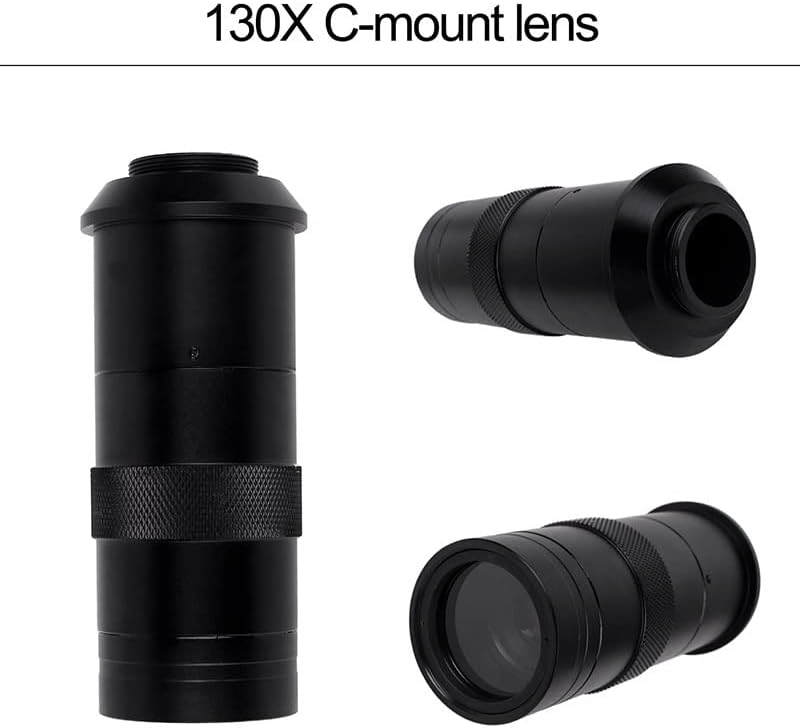 Kit de accesorios para microscopio, cámara de microscopio USB de 48 MP, 130 x ajustable, montura C, microscopio (color lente base BD21)