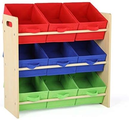 Humble Crew – Organizador de juguetes para niños, 9 cubos de almacenamiento de tela, 24 pulgadas de alto, primario