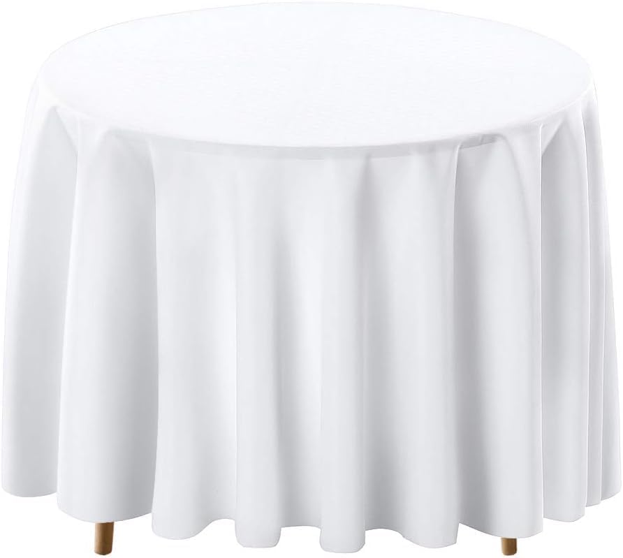 Surmente Paquete de 5 manteles redondos de 120 pulgadas, manteles decorativos blancos para fiestas y bodas, resistentes a las manchas y lavables,