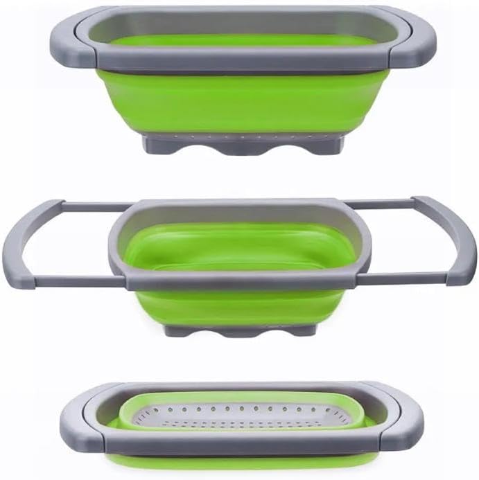 AG Colador plegable de 9 cuartos de galón, colador sobre el fregadero, coladores de verduras y frutas, coladores con asas extensibles, nuevos