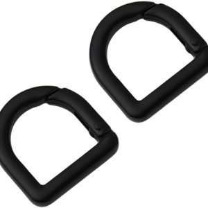 2 llaveros de resorte de metal semicírculo, clip de ganchos de resorte, hebilla de resorte, anillo plano en D para monederos (negro B) 2 llaveros de resorte de metal semicírculo, clip de ganchos de resorte, hebilla de resorte, anillo plano en D para monederos (negro B)