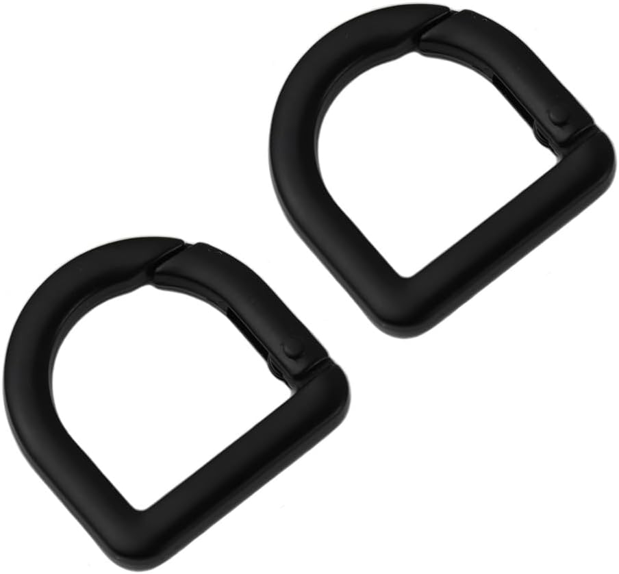 2 llaveros de resorte de metal semicírculo, clip de ganchos de resorte, hebilla de resorte, anillo plano en D para monederos (negro B)