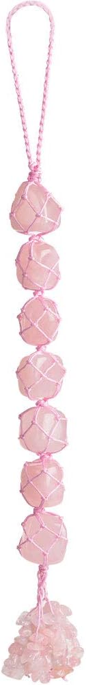 Adornos colgantes de cuarzo rosa de cristal natural hechos a mano para decoración del hogar, adorno de Feng Shui, adorno de yoga, meditación,