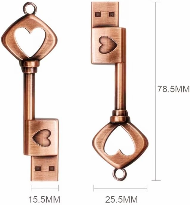 Unidad flash USB 2.0 de 128 GB, unidad USB en forma de corazón de metal con forma de llave USB, unidad de memoria USB para computadora, buenos