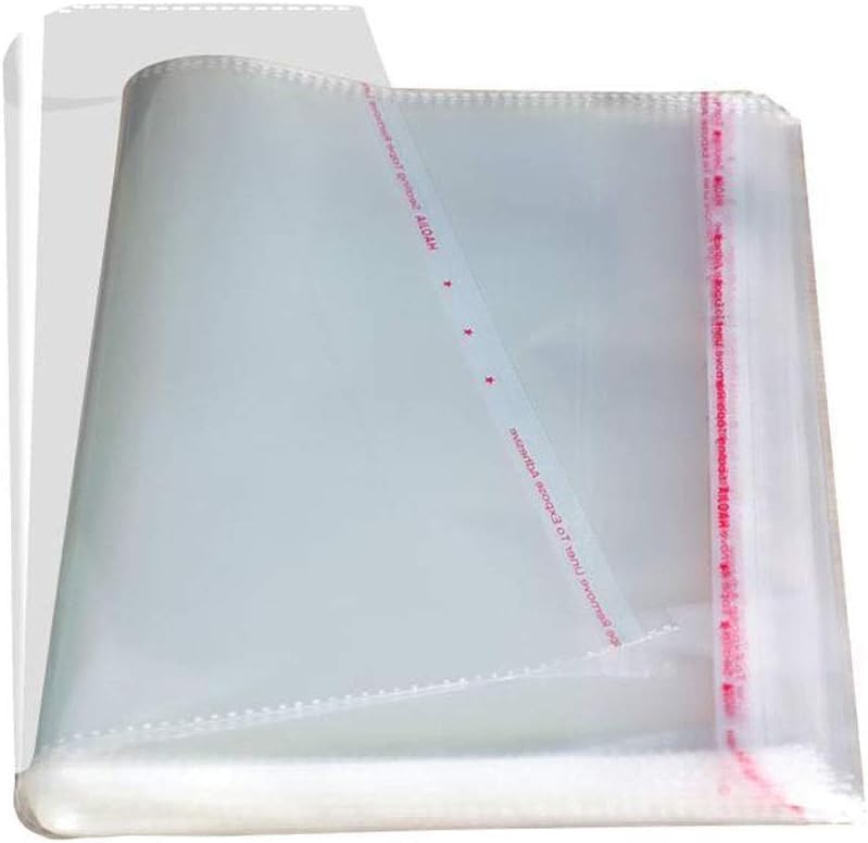 AZIMA 150 bolsas de plástico transparente para embalaje, ropa y camisetas, embalaje fuerte, bolsa de celofán autoadhesiva
