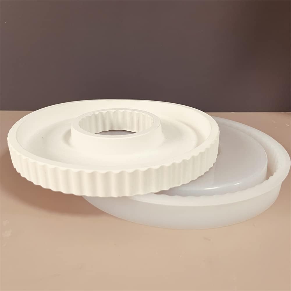 Silicone Molds Tray, Round Plate Silicone Casting Mould Tray with Grooves, Decorative Tray Moulds for Resin, Resin Moulds, Concrete Moulds (30 x 2