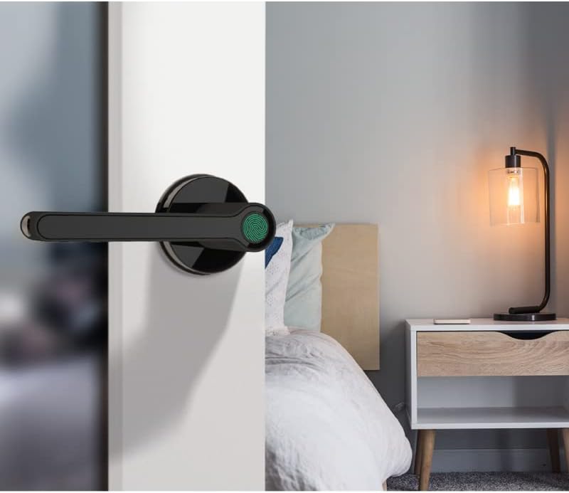 Breeze – Cerradura de puerta de entrada sin llave con manija para el hogar, hotel, oficina, apartamento, dormitorio (negro, rosa)
