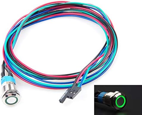 LIVISN Interruptor de chasis de 0.472 in y 0.630 in, interruptor de botón de metal con cable de extensión de 3.3 pies, anillo de símbolo de