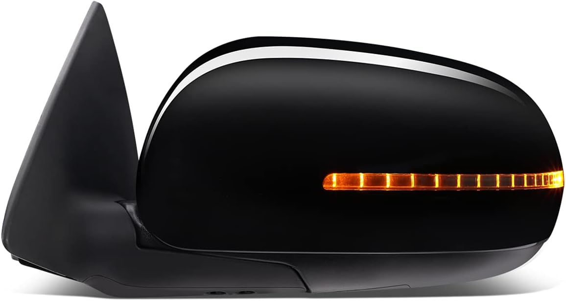 DNA Motoring OEM-MR-KI1320155 Espejo lateral izquierdo compatible con 2011-2012 Forte Powered Espejo retrovisor plegable manual con señal de giro