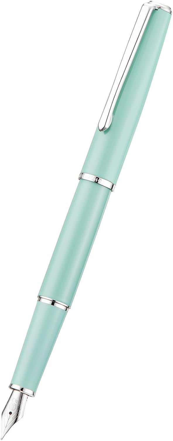 Hongdian 920S – Pluma estilográfica verde meta, pluma clásica de punta fina iridio con convertidor de tinta