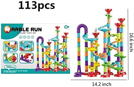 Fun Toys X 113 piezas Marble Run – Juego compacto de bloques de construcción, juguetes de aprendizaje STEM, juguete educativo de bloques de