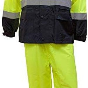 Troy Clase 3 Traje de lluvia, pantalones de alta visibilidad, parte inferior negra reflectante RW-CLA3-LM11 (S, lima), Verde Troy Clase 3 Traje de lluvia, pantalones de alta visibilidad, parte inferior negra reflectante RW-CLA3-LM11 (S, lima), Verde