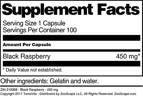 Terravita Frambuesa negra – 450 mg (100 Cápsulas, ZIN 519368)