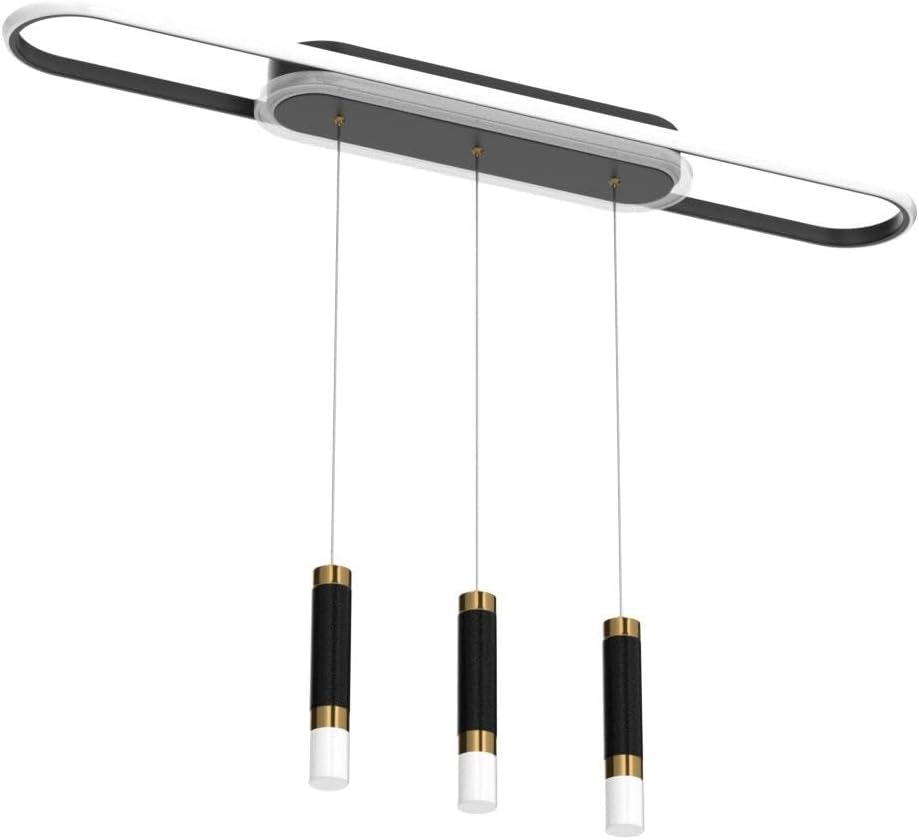 Jaycomey Lámpara LED moderna, lámpara colgante de techo de acrílico regulable de 3 luces con control remoto, lámpara de comedor interior para