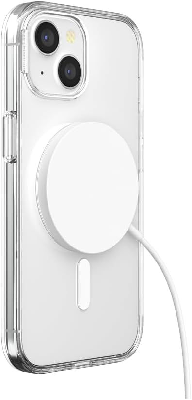 PopSockets Funda para iPhone 15 con agarre redondo para teléfono compatible con MagSafe, funda de teléfono para iPhone 15, compatible con carga