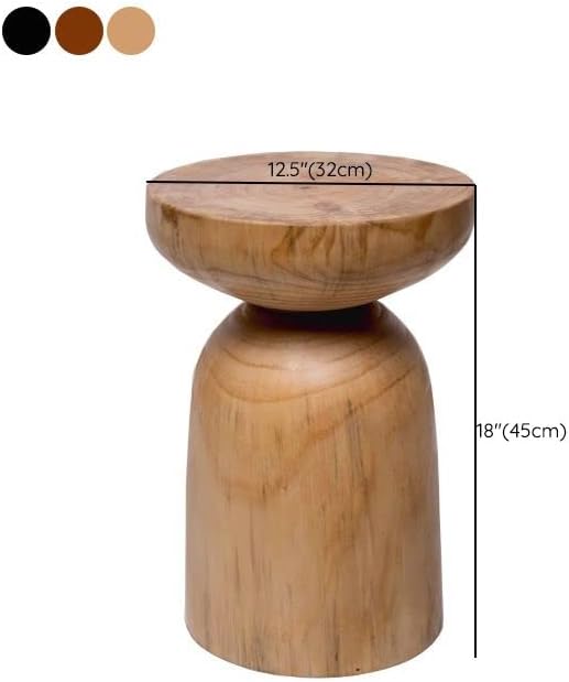 CraftThink Mesa auxiliar, mesa auxiliar redonda escandinava de madera, mesa auxiliar con pedestal para sala de estar, 1 mesa, color negro de 12.5