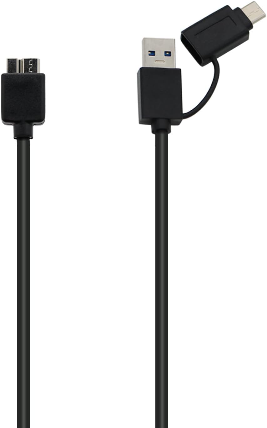 PDEEY Cable de disco duro, cable micro B a USB CUSB 3.0, transferencia de datos de 5 Gbps, 1.5 pies