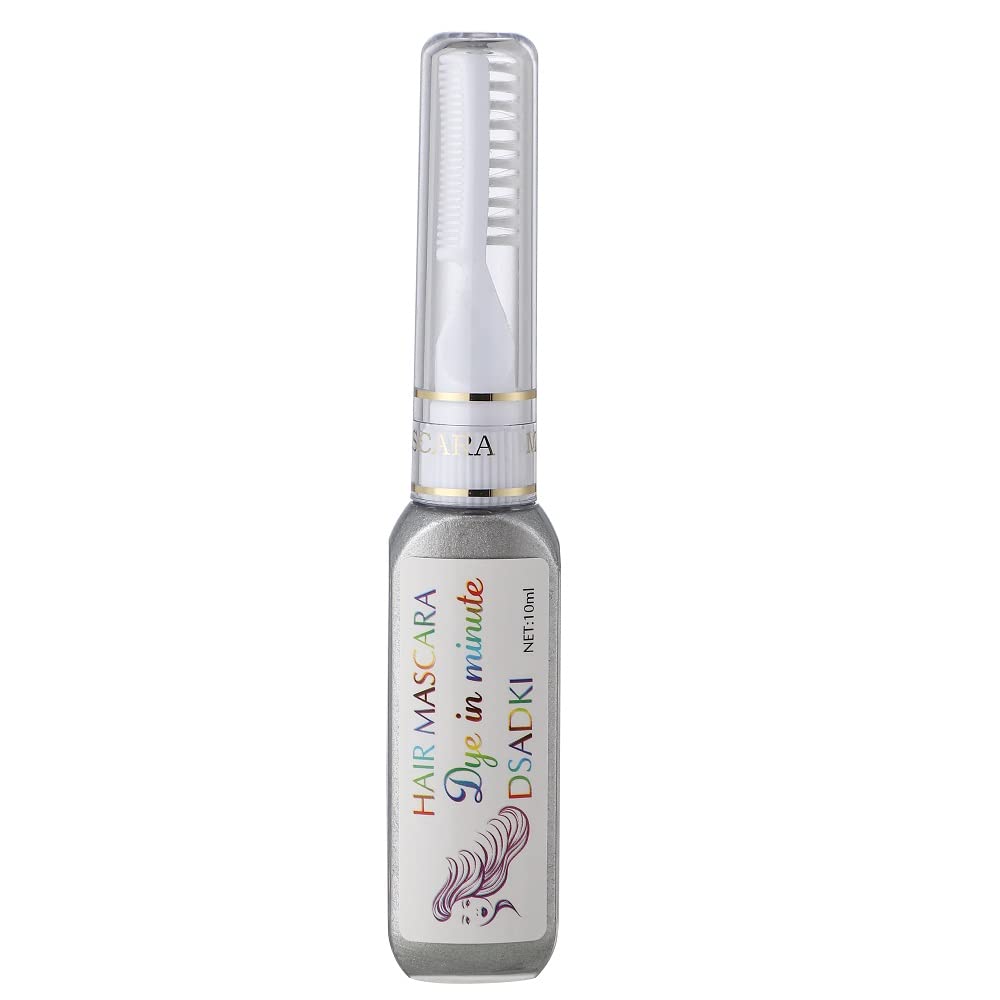 Rímel temporal para el cabello, lavable, tinte para el cabello, no tóxico, tinte instantáneo para tiza, para niñas y mujeres (gris plateado)