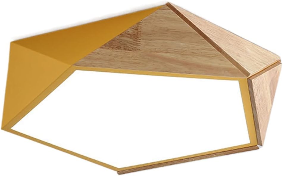 Candelabro, lámpara de techo regulable de madera LED empotrada, pantalla moderna redonda cerca del techo, lámpara de techo minimalista poligonal
