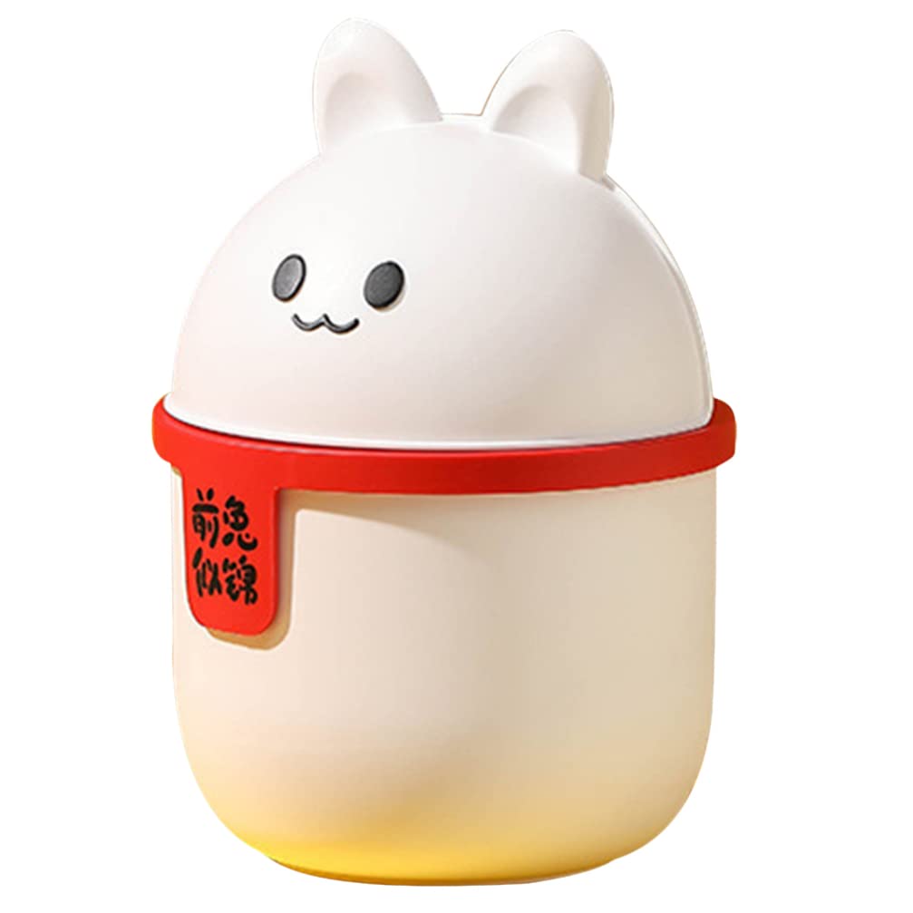 Zerodeko Mini cesta de basura con forma de conejo con forma de animal, cubo de almacenamiento de basura de escritorio, cubo de basura para coche,