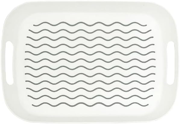 MUZZI – Bandeja rectangular de plástico antideslizante con agarre de goma (alta pared blanca)