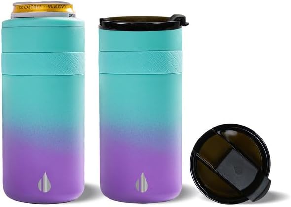 Elemental Duo-Sip – Vaso aislado 2 en 1 con tapa 100% a prueba de fugas y tapa delgada de 12 onzas, vaso de acero inoxidable de triple pared para