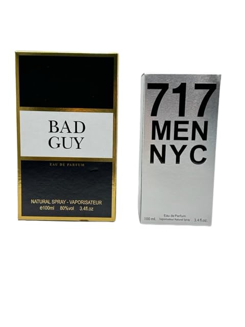 Bad Guy Colonia para hombres y 717 hombres NYC Perfume para hombres 3.4oz3.4 fl oz (Nuestra impresión de Bad Boy and 2112 Men NYC) Eau de Parfum,