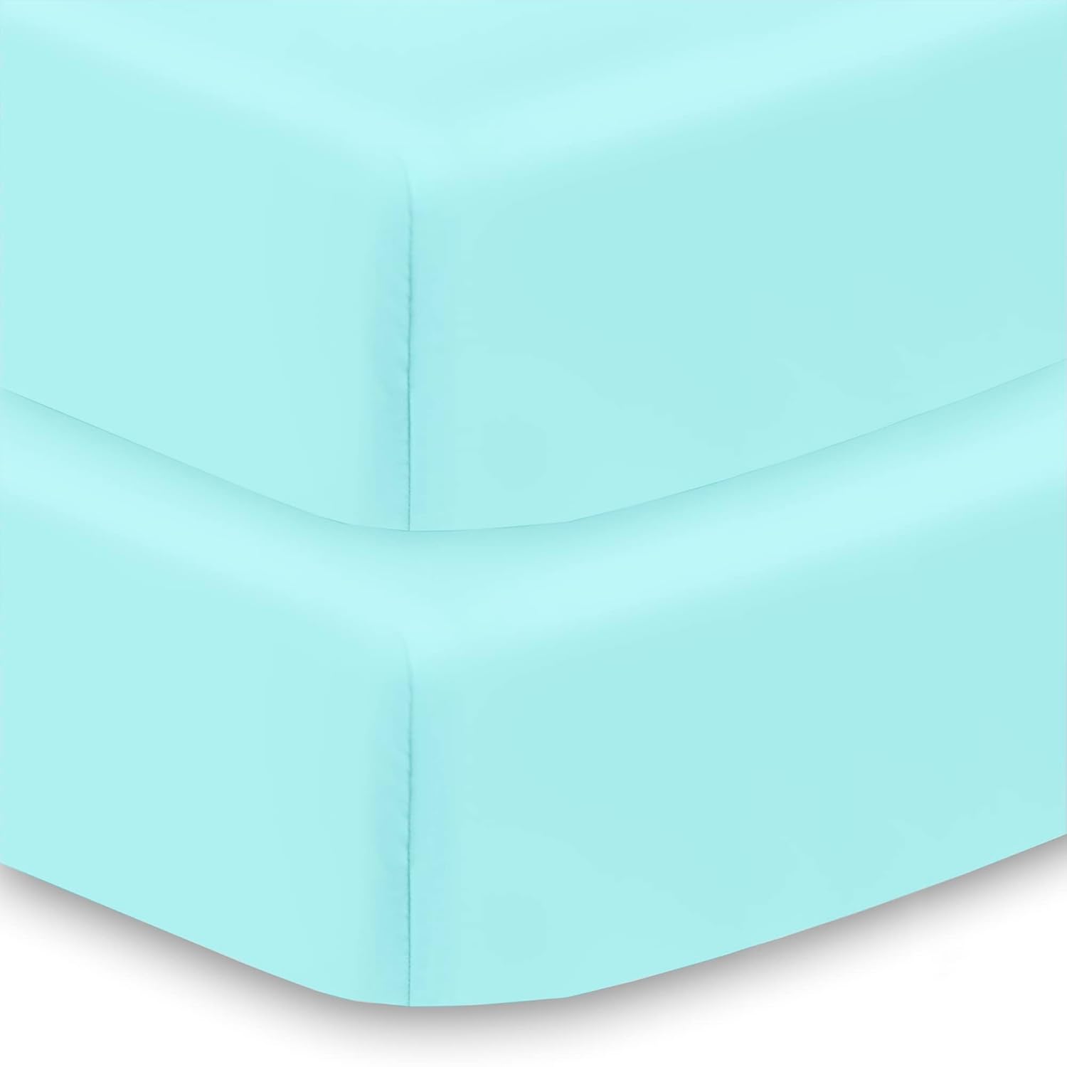 BreathableBaby Sábana bajera ajustable todo en uno y funda impermeable para colchón de cuna de 52″ x 28″132 x 71 cm, aguamarina (paquete de 2)