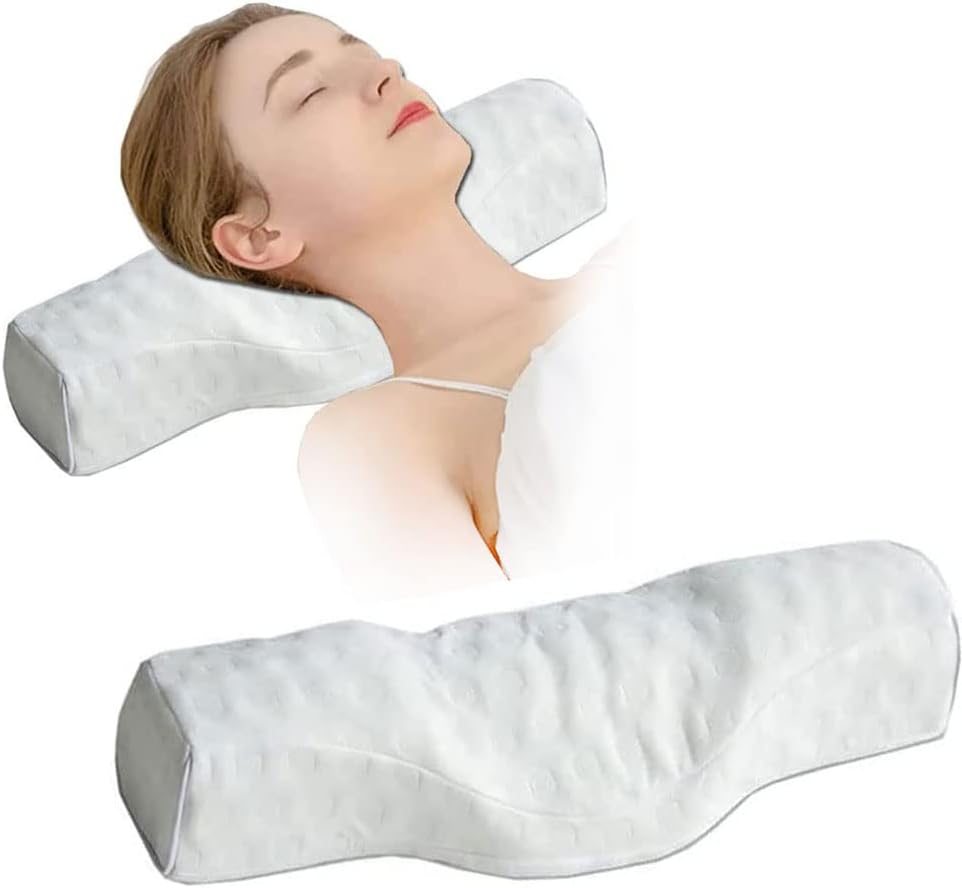 Almohada cervical para el cuello para aliviar el dolor de dormir, almohada cervical de espuma viscoelástica para aliviar el dolor de cuello rígido,
