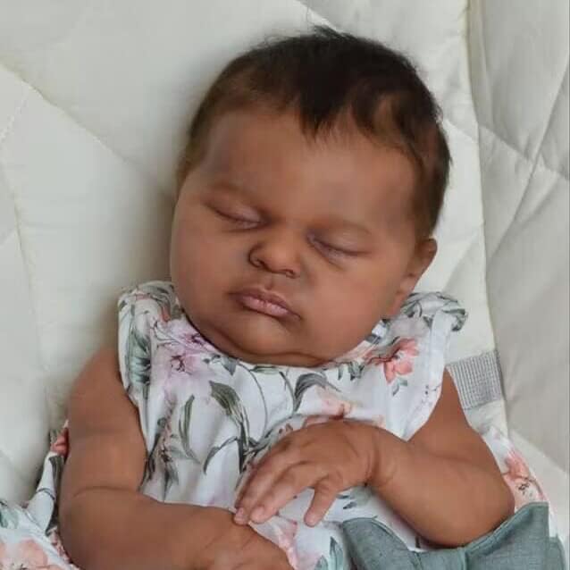 Angelbaby Muñecas de bebé Reborn negras realistas, muñeca de bebé recién nacida realista de 18 pulgadas, muñeca afroamericana durmiente con aspecto