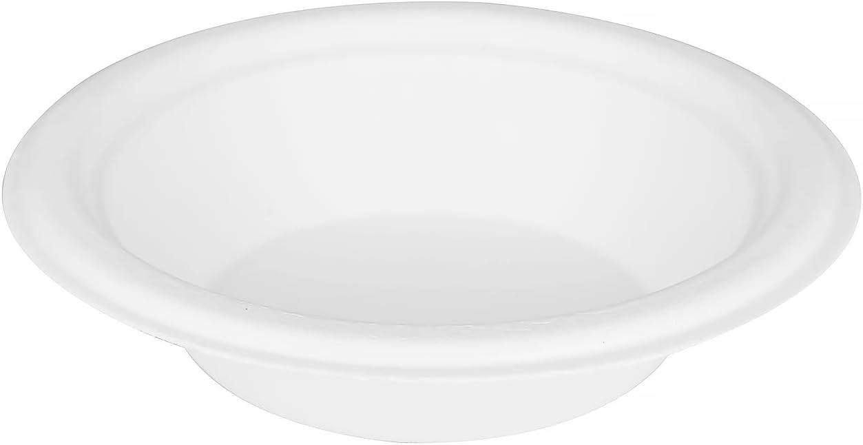 KARAT EARTH KE-BBR12-1CFF PFAS – Cuenco redondo de bagazo desechable compostable ecológico de 12 onzas, 1 compartimento, color blanco, caja de 1000