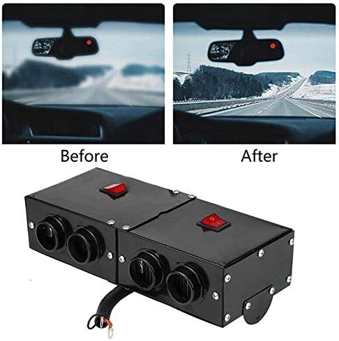 Descongelador portátil de 12 V, 500 W, 4 agujeros, soplador de aire caliente para automóvil con tubo telescópico de papel de aluminio, descongelador
