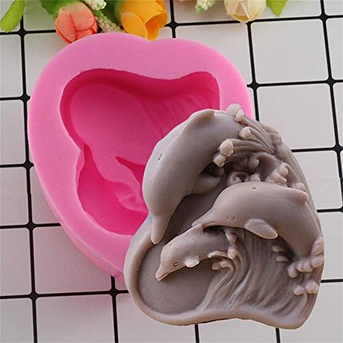 YSCEN – Moldes de jabón de silicona, diseño de delfines, diseño de corazón y delfines, moldes de jabón hechos a mano con temática marina