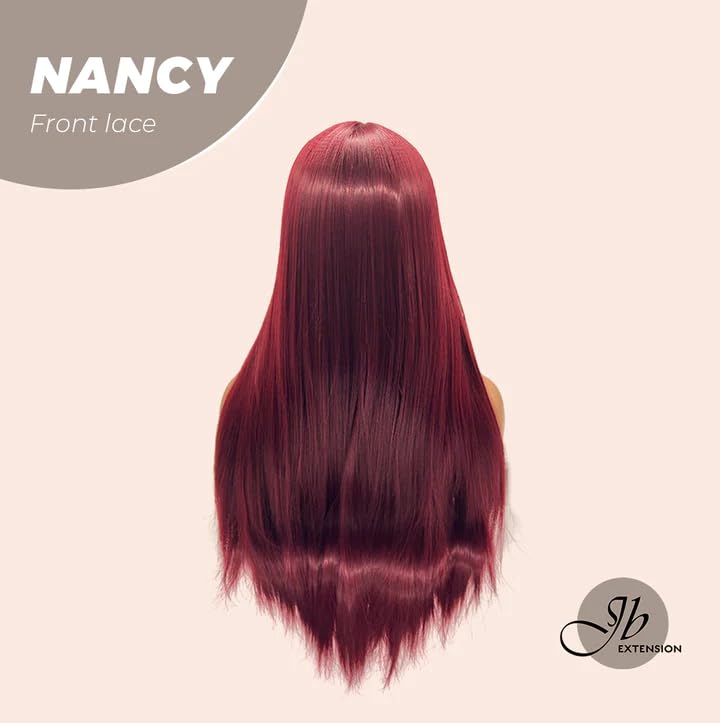 NANCY – Peluca de encaje frontal, pelucas largas y rectas rojas para mujer, pelucas sintéticas naturales para uso diario (pelucas de cabello natural)