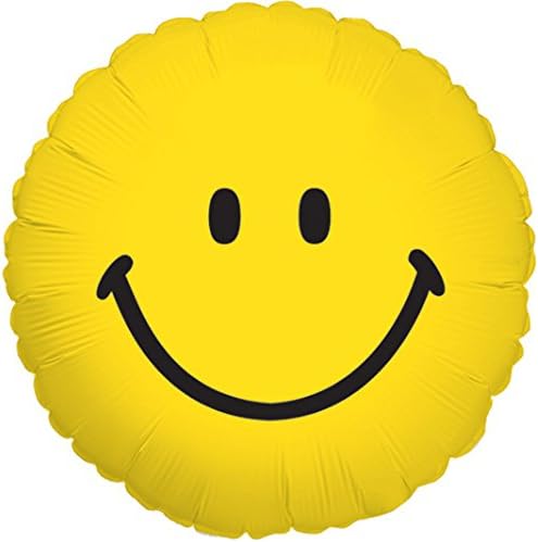 Globo de Mylar tradicional de 18 pulgadas con cara sonriente amarilla a granel (paquete de 5)