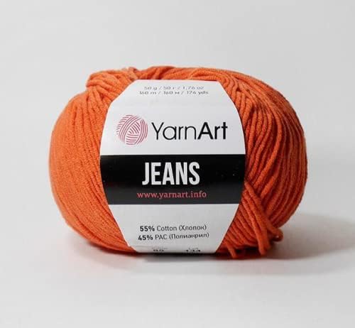 Yarn Art YarnArt Jeans – Hilo de 3 bolas (madeja), 55% algodón, 45% poliacrílico, total 5.28 onzas cada 1.76 onzas cada 524.9 ft (174 yardas), peso