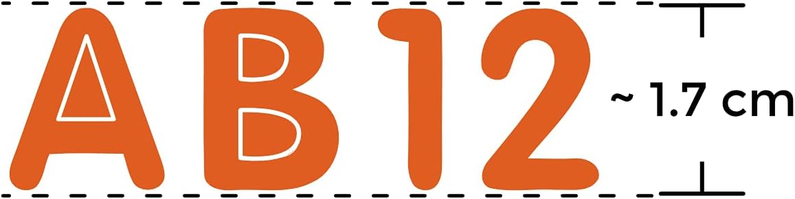 Calcomanías de letras del alfabeto, números de personajes, etiquetas autoadhesivas (5 hojas, naranja)